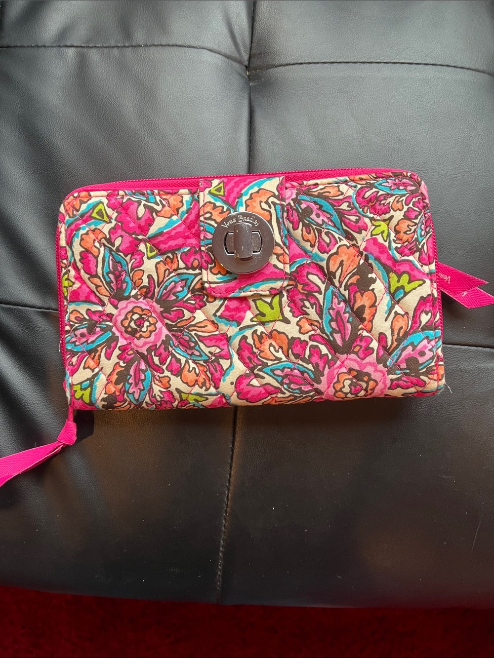 Vera Bradley Pink Floral Quilted Zip-Around Wallet